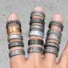 Vintage Viking Runes Celtic Knot Men Rings Stainless Steel Jewelry Punk Rock Fashion Accessories For Women Couple Gift Wholesale 5