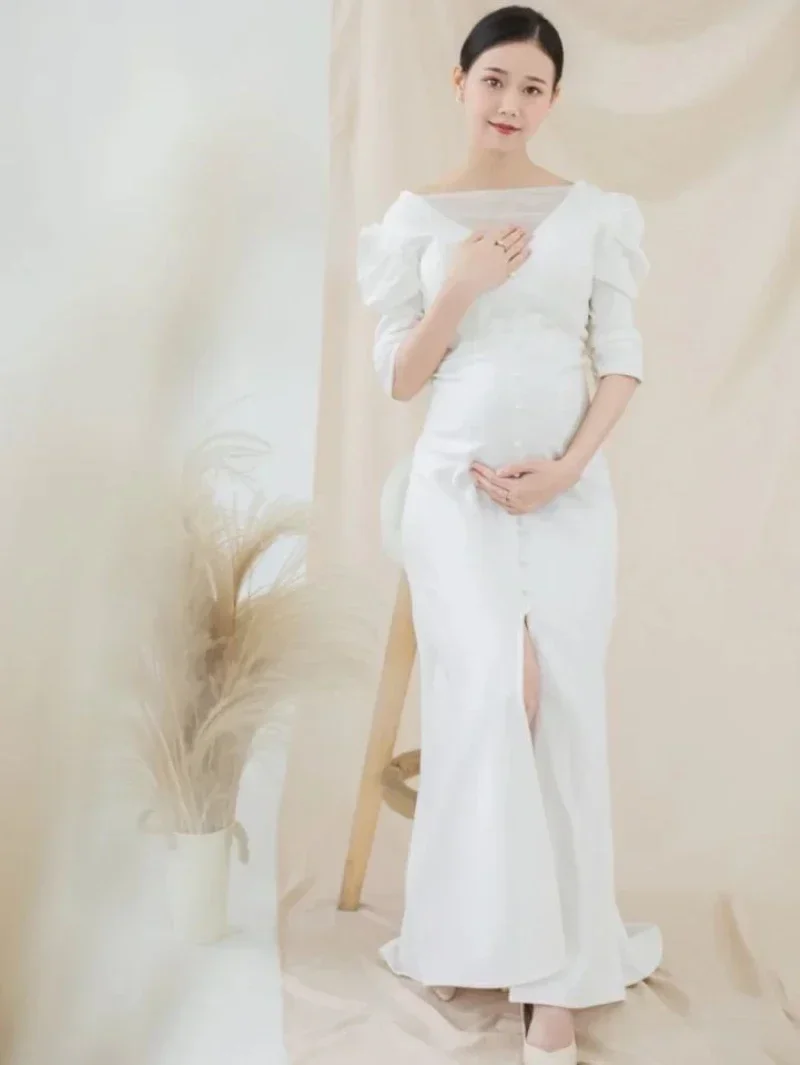 maternity-photo-shoot-long-dress-white-stretchy-fitting-maternity-dresses-for-photography-pregnancy-photo-shooting-gown