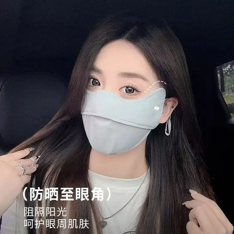 UPF50+Sunscreen Mask Eye Protection UV Protection Ice Silk Sunshade Mask