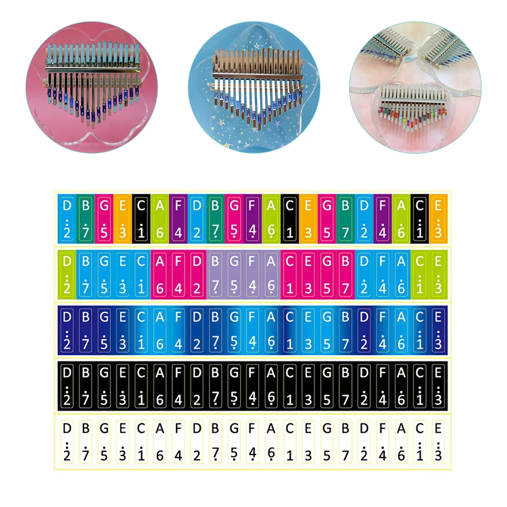 

5 Pcs Kalimbatie Thumb Piano Keyboard Decal Note Stickers The Gift Mini Learning Lover