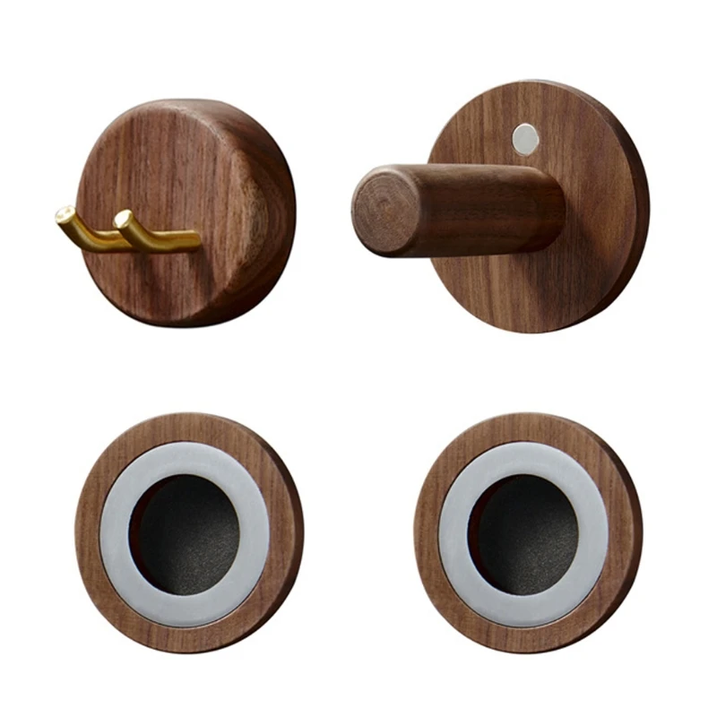 

Round Wooden Base Wall Mount Hair Dryer Holder Save Space Easy to Install Wall