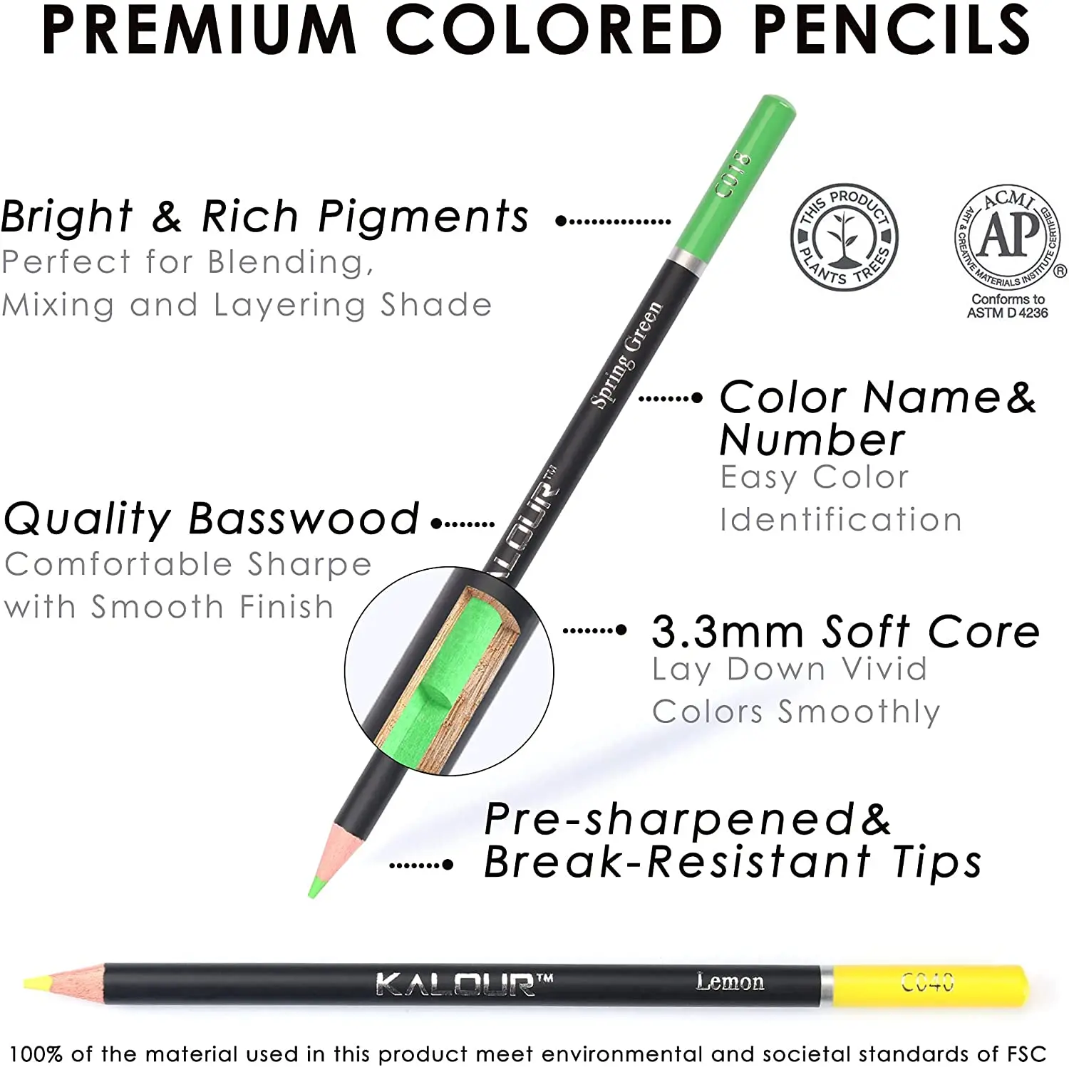 Colored Pencils, Premium Art Drawing Pencils For Adult Coloring