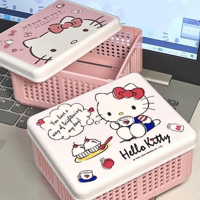 

Cute Cartoon Sanrioed Hello Kitty Multipurpose Folding Storage Box Ktm Desktop Miscellaneous Cosmetics Sorting Box Children Gift