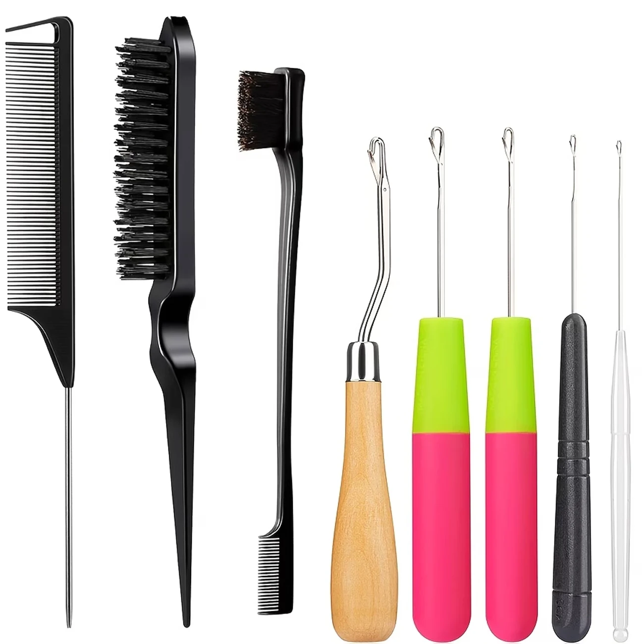 8pcs Crochet Hook Set Plastic Weaving And Hairstyling Tools for Artistic Hair Crafts Wig Weaving Comb Hairdressing Accessories