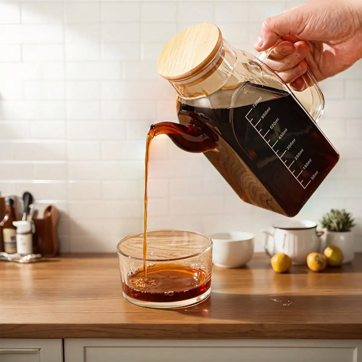 Square Glass Fancy Oil Jug 750Ml