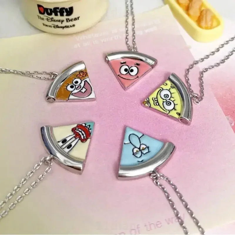 

Sponge-bob Necklace Patricks Star Squidwards Cartoon Metal Friend Cute Couple Pendant Kids Anime BFF Friendship Jewelry Toys