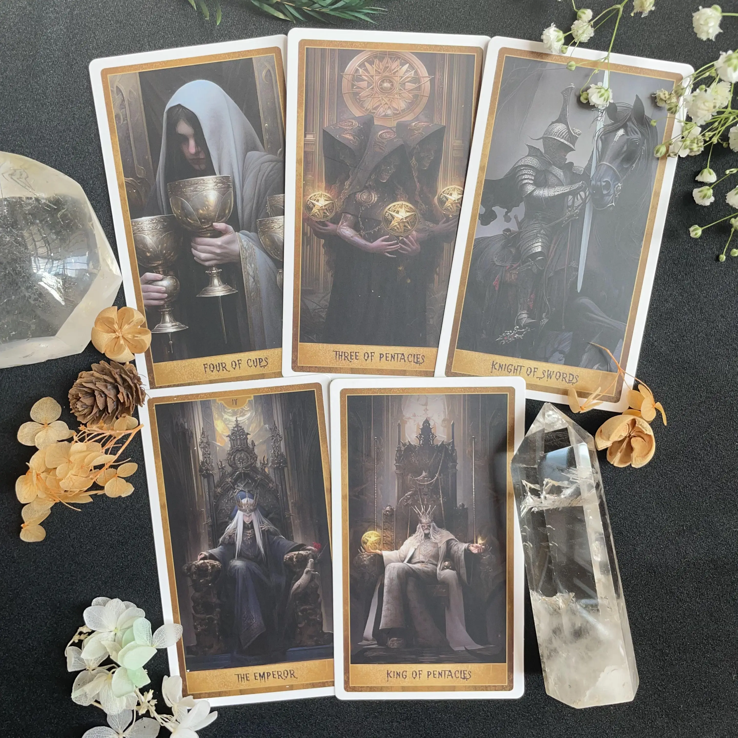 Professional New Gothic Tarot Cards Divination Deck Oracle Spanish 78 Beginners High Quality Matte 12x7 Attached PDF Guidebook