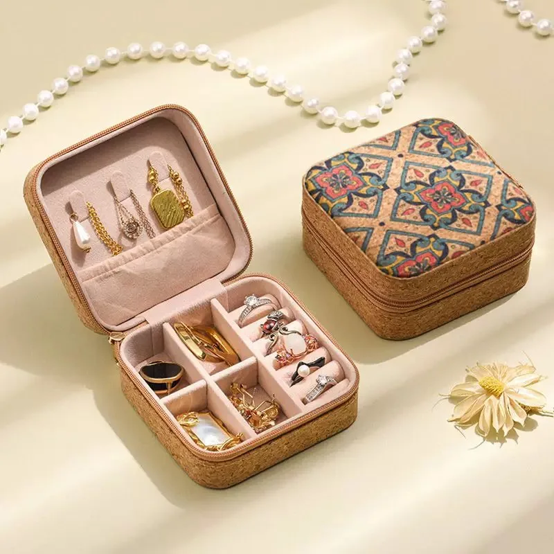 New Jewelry Storage Case Women's With Image Jewelry Box With Zipper Organizer For Ring/Earring/