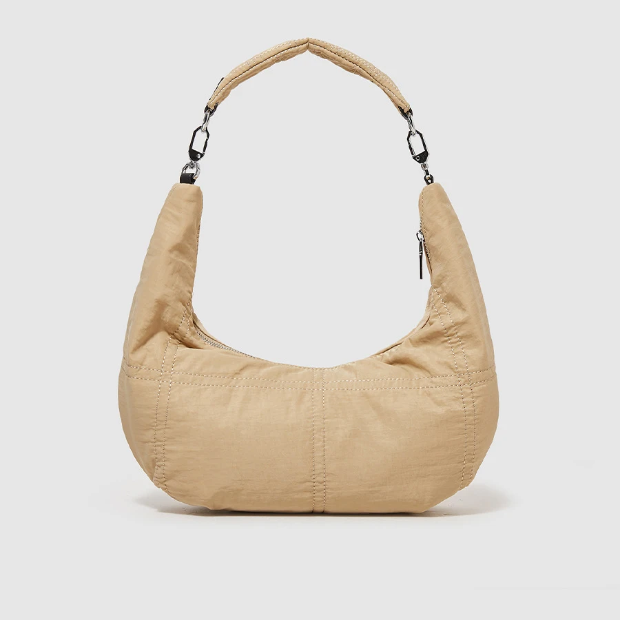 

Fashion Half Moon Women Handbags Casual Quilted Hobos Lady Hand Bags Canvas Small Tote Female Purse Simple Armpit Bag 2023Summer