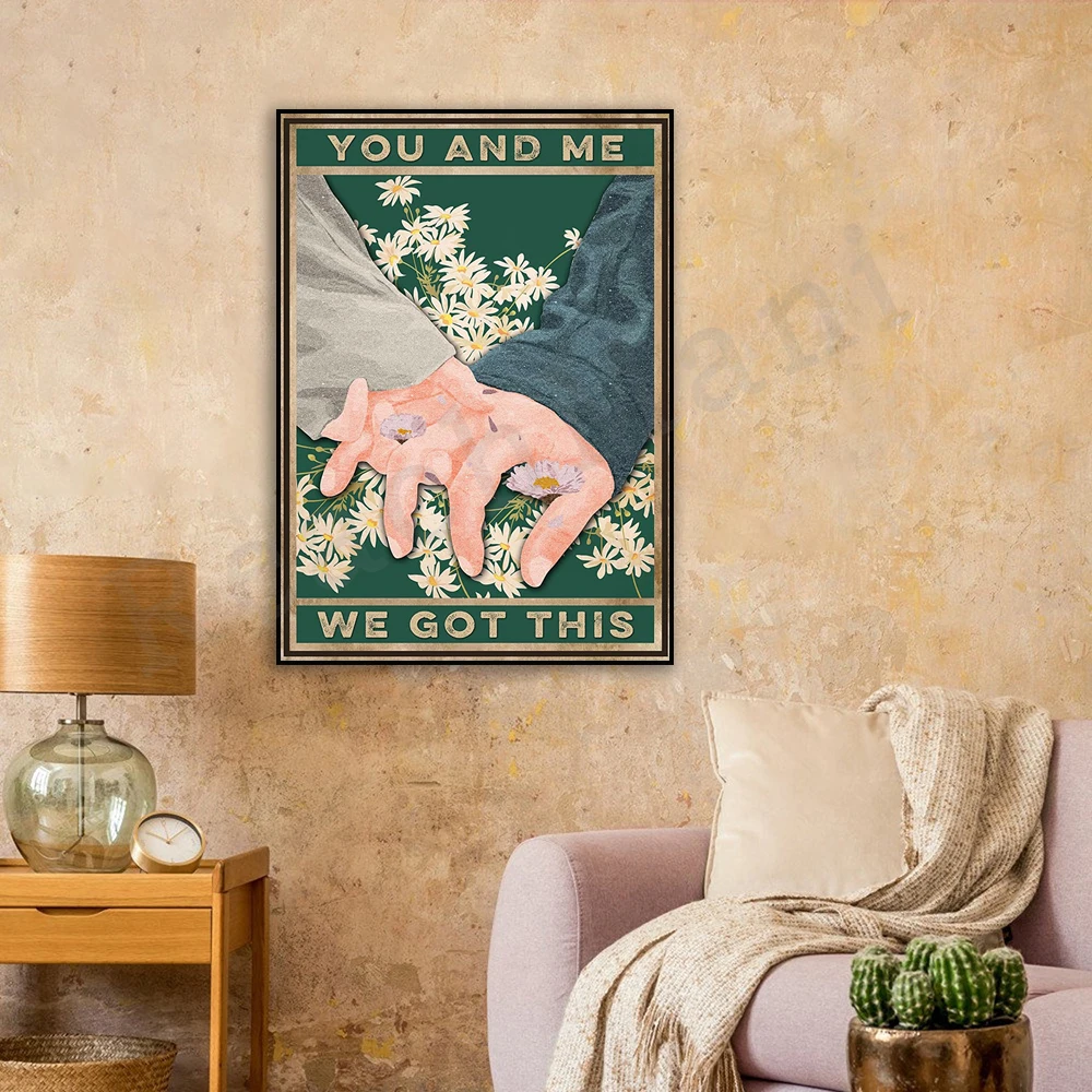 

you and me we got this couple poster, couple gift, retro style poster, home decor, love family wall art, spouse retro poster