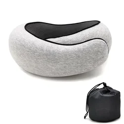 Ergonomic Memory Foam Travel Neck Pillow - Snail Style Adjustable Comfort for Restful Journeys (Light Gray)
