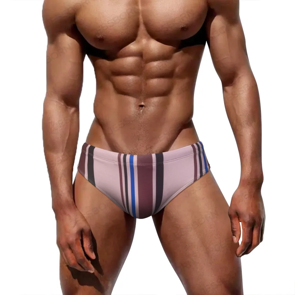 Striped Sexy Swimming Trunks Men Swimwear Man Swim Boxer Briefs Swimsuit Beach Shorts Surfing Bathing Suit Gay Boardshorts