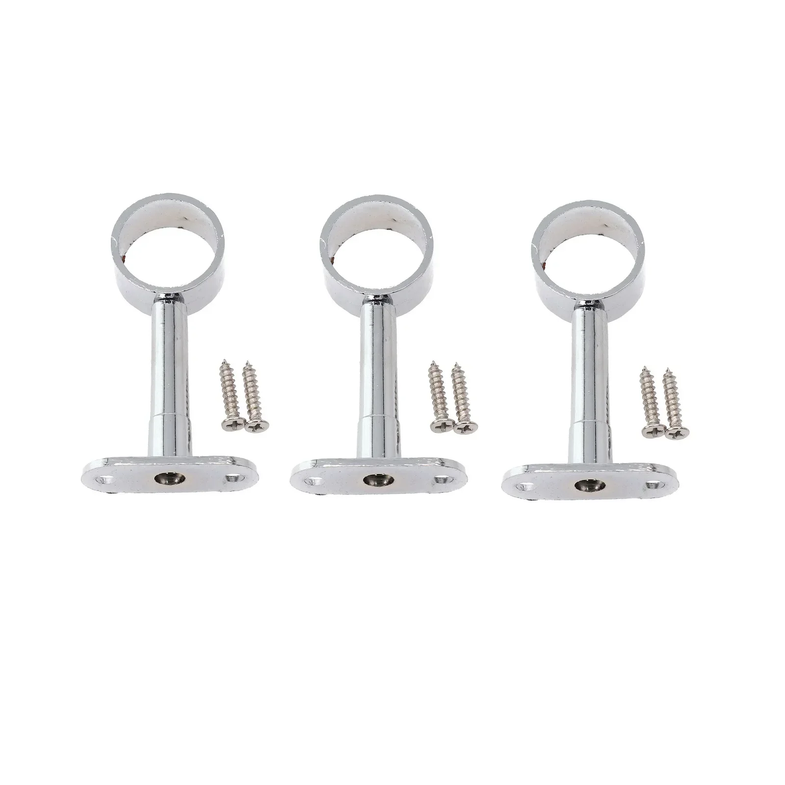 Round Chrome Centre Support Bracket For Wardrobe Rail Rod Socket For Using With Diameter 25mm Wardrobe Rail / Pipe
