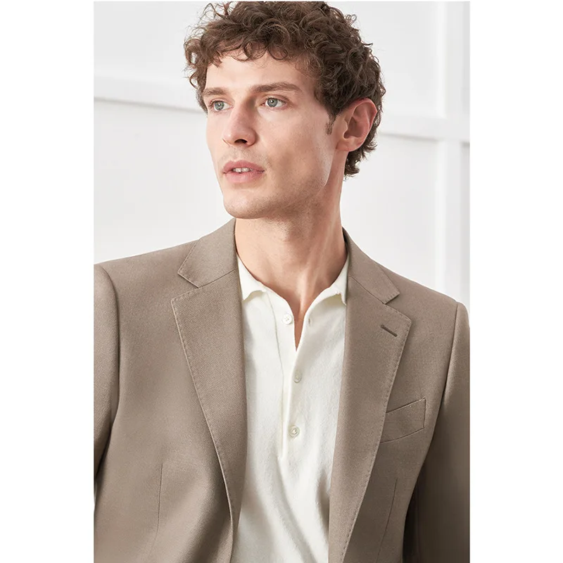 Beige Notch Lapel Single Breasted Men's Suits Back Vent Slim Fit Wedding 2 Piece Jacket Pants Set Made Terno Full Set mens suits