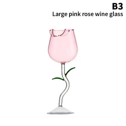 Elegant Rose - Shaped Wine Glasses with Colored Leaves (B3)