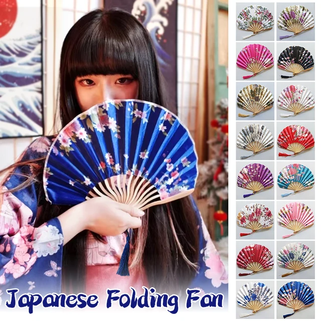 Ventagli Pieghevoli In Bambù E Seta | 2 Pezzi Con Nappa Floreale | Stile Cinese Vintage | Con Borse - Foto 11