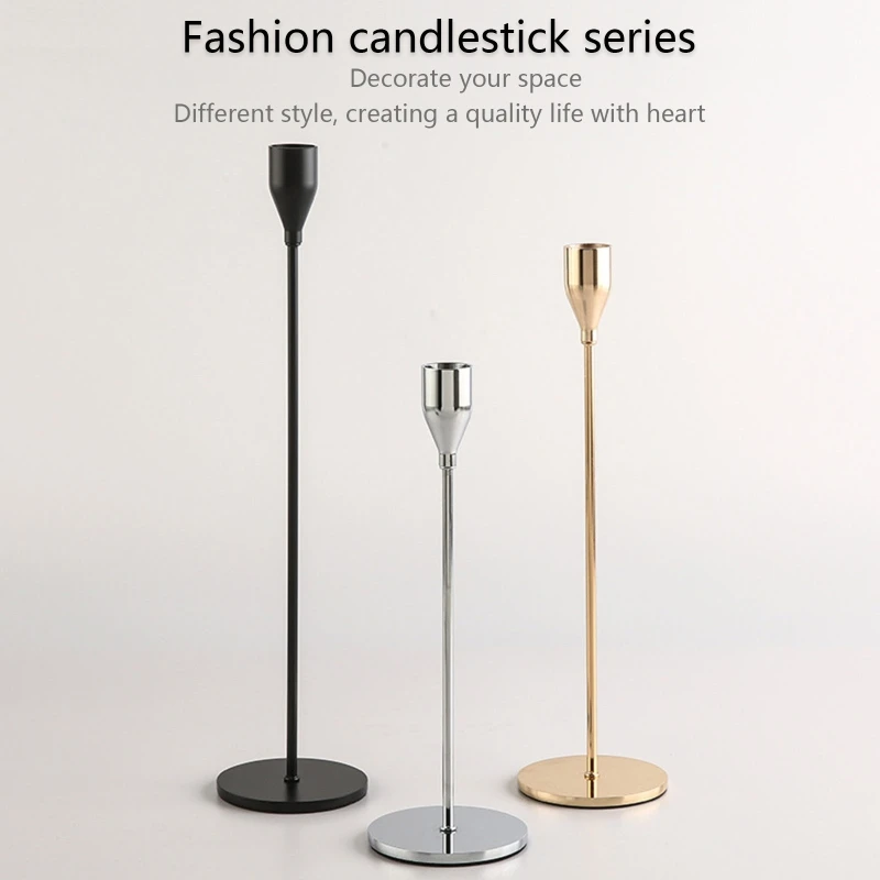 Y4QE Luxury Metal Holders Set of 3 Pillar Table Centerpiece Holder for Wedding Party Home Office Decoration Stand