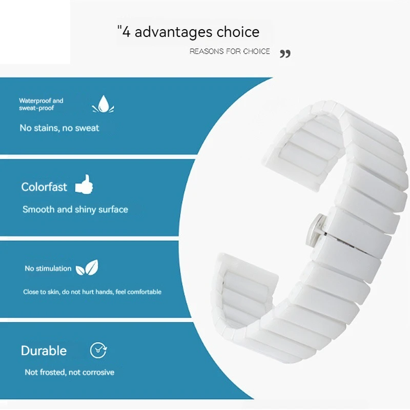 Premium Steel-Ceramic Smartwatch Strap - Adjustable Band