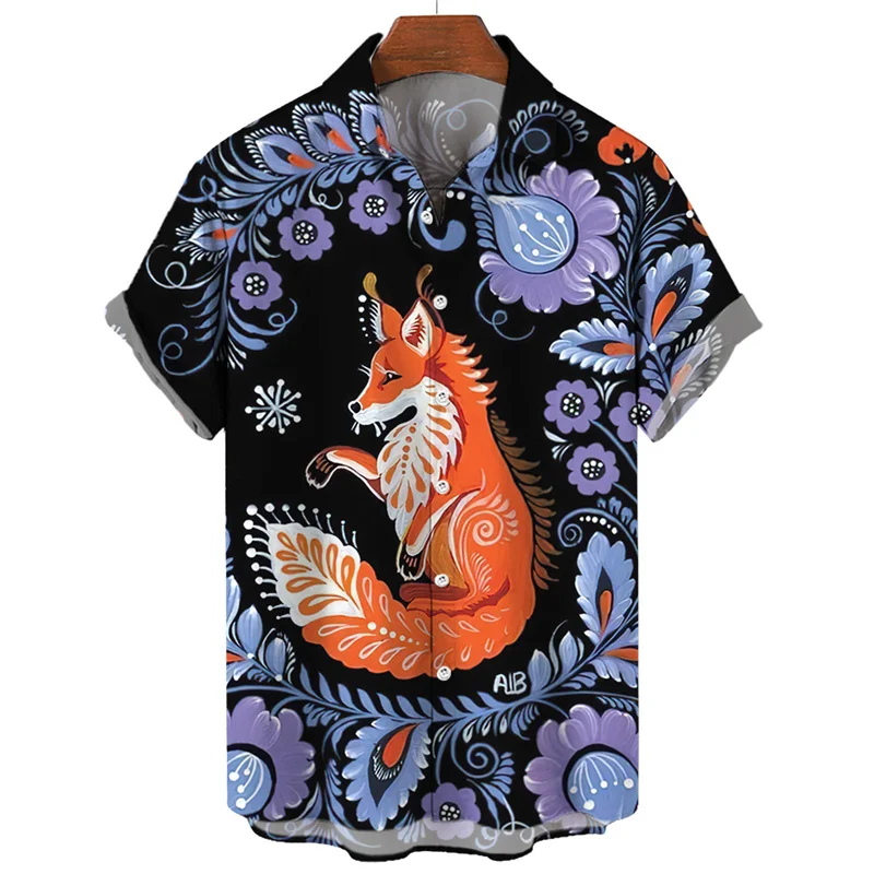 thumbnail image 1 of Camisa de manga corta con estampado 3D de leopardo y tigre para hombre, camisa informal de moda de verano, camisa de calle de gran tamaño, 1 of 5
