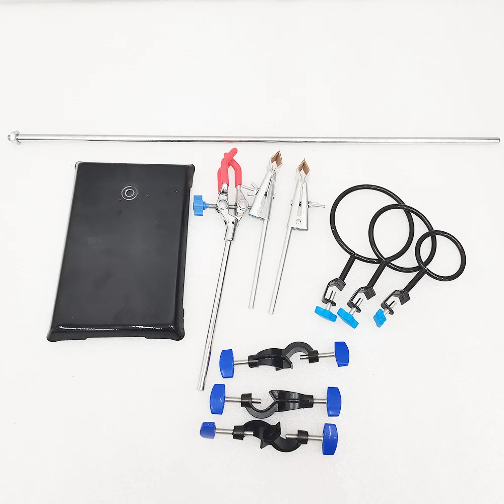 Laboratory Support Stand Rack With 3 Adjustable Clips and 3 Hoods School Supplies Stainless for Chemical Biology Teaching