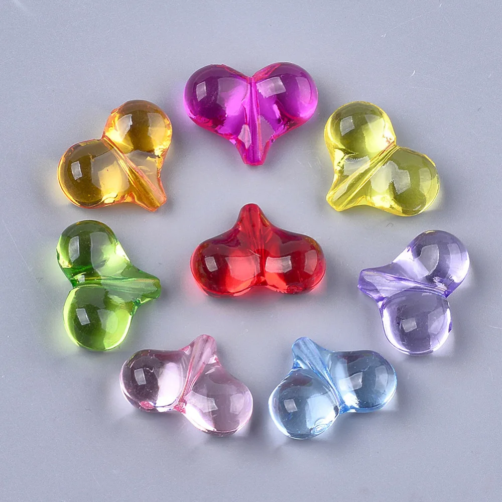 

500g Transparent Acrylic Beads Heart Mixed Color 17x22x9mm Hole: 1.5mm about 350pcs/500g