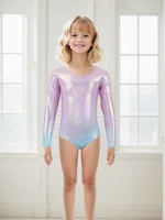 NEW Leotards for Girls Gymnastics Long Sleeve Sparkly Dance Biketards with Shorts Ballet Tumbling Outfit for 3-12 Years 2