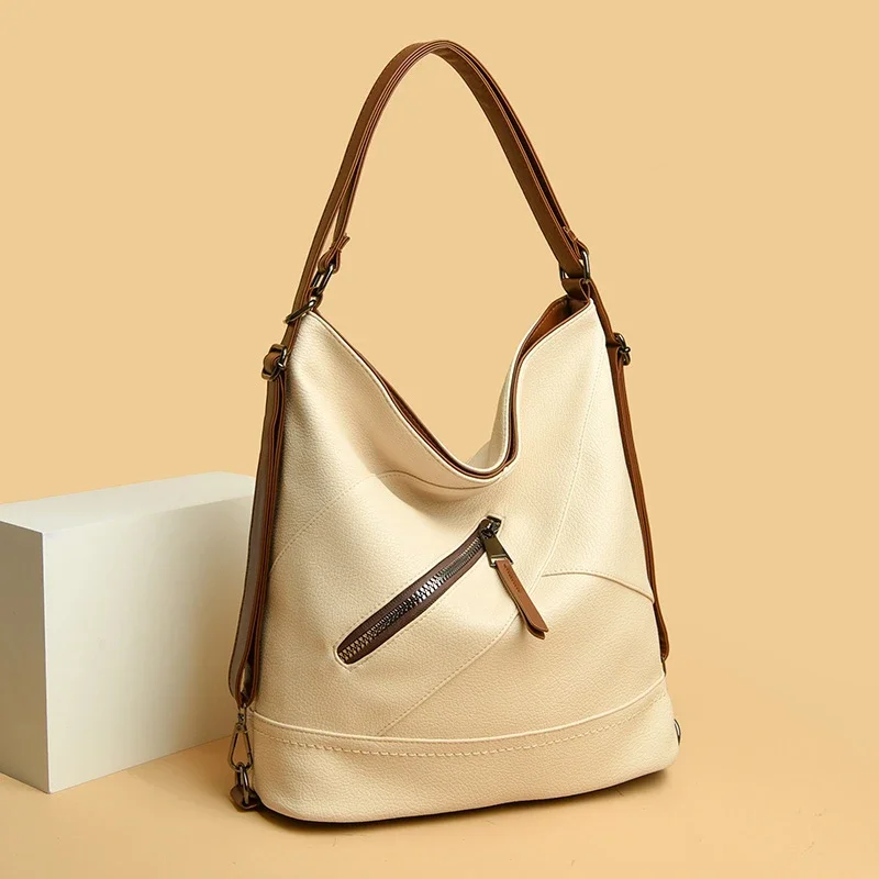 

PU Shoulder Solid Zipper Tote Bags Fashionable and Elegant 2024 High Quality Women Bags Bolso De Mujer De Doble Propósito