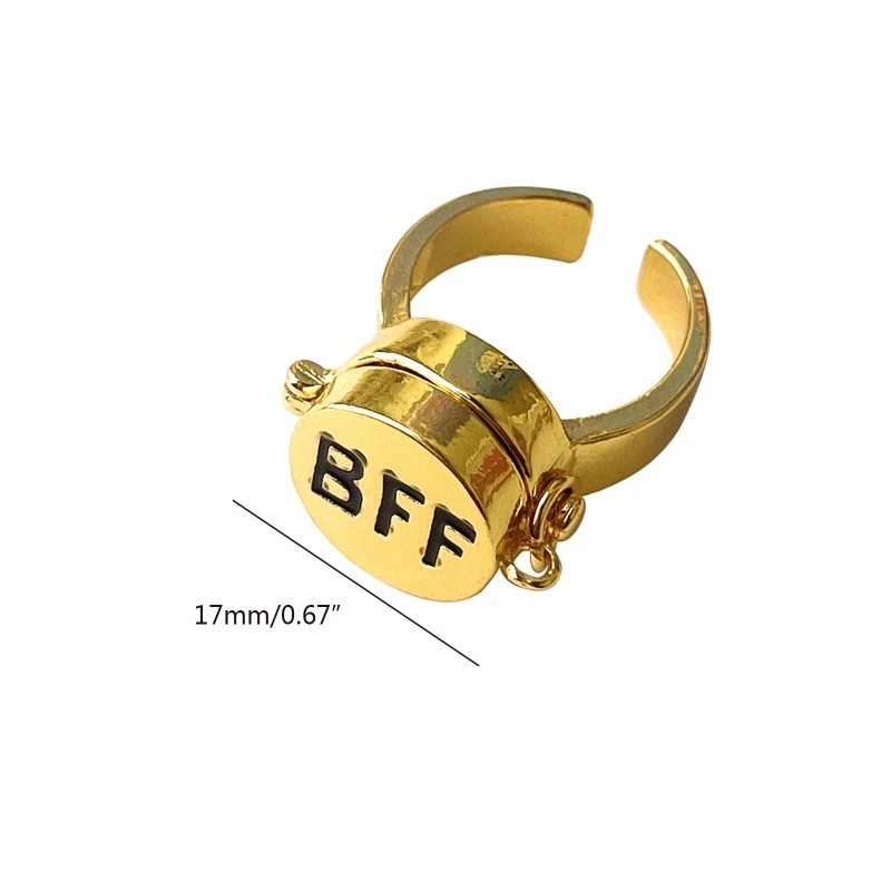 R2LE 회전 BFF 반지, 빈티지 귀여운 커플 오픈 불안 피젯 링, 새로운 스피너 쥬얼리, 베스트 프렌드 멋진 선물