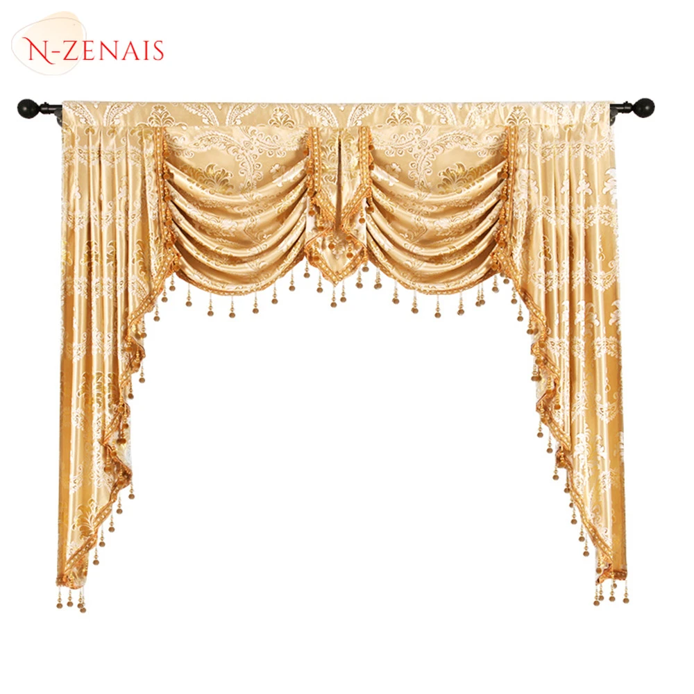 

European Style Valance Curtains for Living Room Bedroom Dining Royal Luxury Pelmet Windows Swag Wedding Backdrop Stand Decor