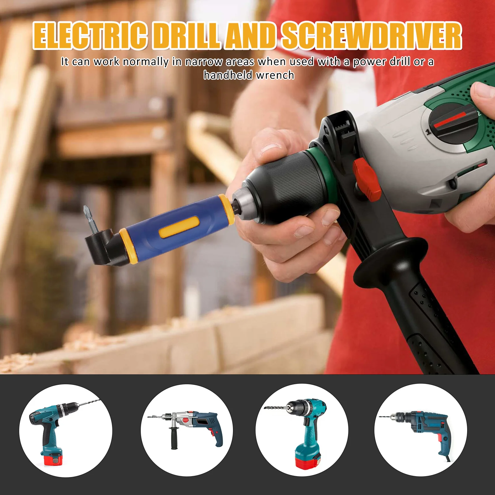 Electric Drill Attachment Impact Socket Adapter Angle Socket Adapter Drill Attachment Electric Drill Adapter New Right Angle Drill Attachment 90 Degree Right Angle Drill Bit Adapter Angled Screwdriver for Most Hex Shank Bit Home Repair