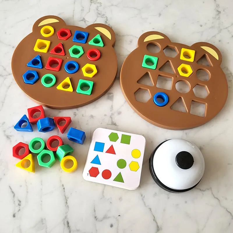 Geometric Shape Puzzle Game Color Matching Toy for Children Reaction Learning Board Developmental Toy Kids Gift 4
