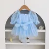 2025 New Summer Toddler Baby Girls Jumpsuit Short Sleeved Cotton Mesh Splicing Infant Baby Girl Bodysuits 0-24M Children Clothes 4