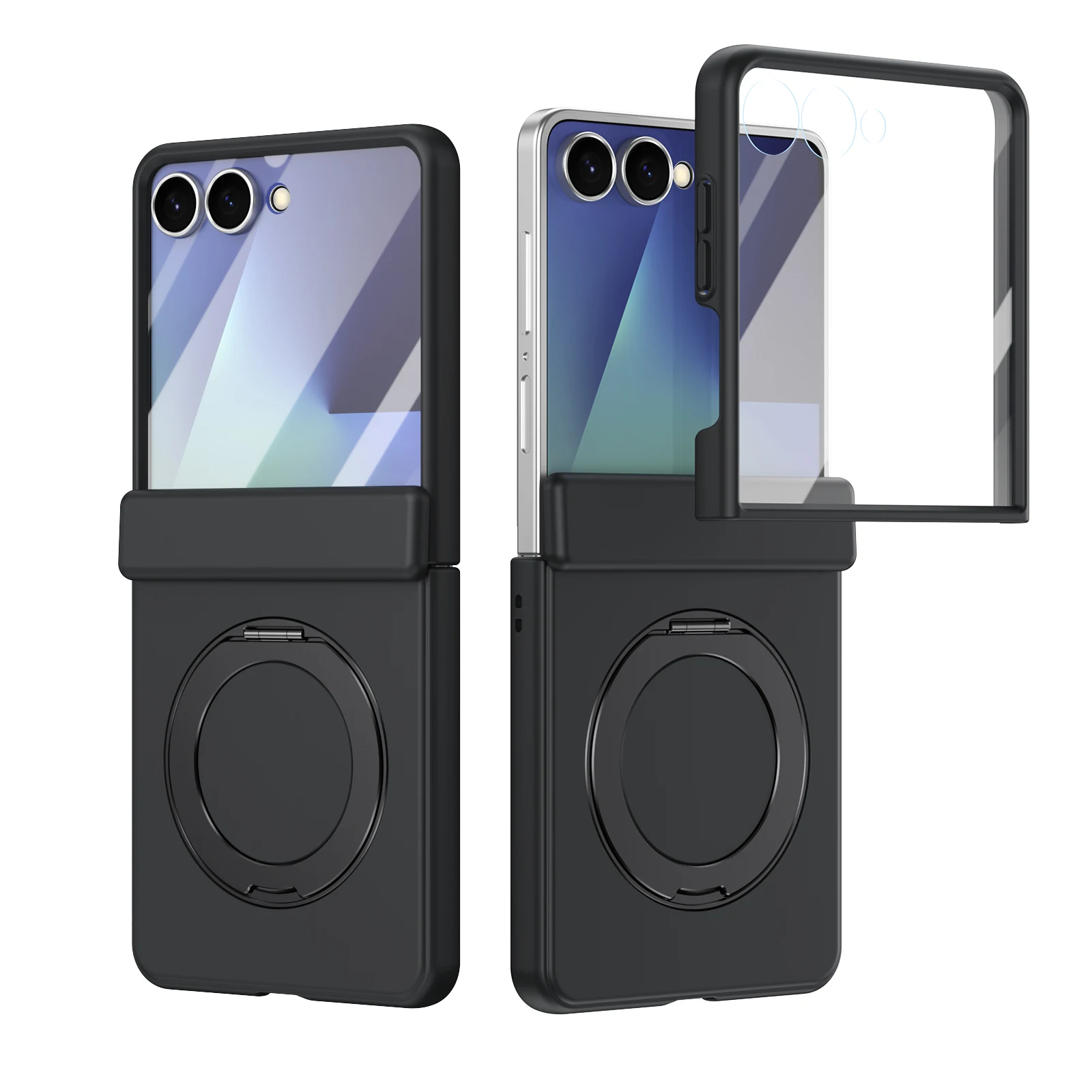 360° Rotating Ring Holder with Magsafe-Compatible Wireless Charging for Flip Phone Protective Case