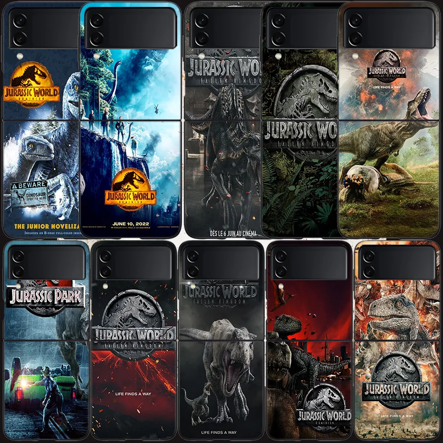 New World Jurassic Park Case Per Samsung Galaxy Z Flip 3 Flip 5 4 5G Black Hard Cell Phone Cover Samsung Z Flip 5 5G Luxury Pc S