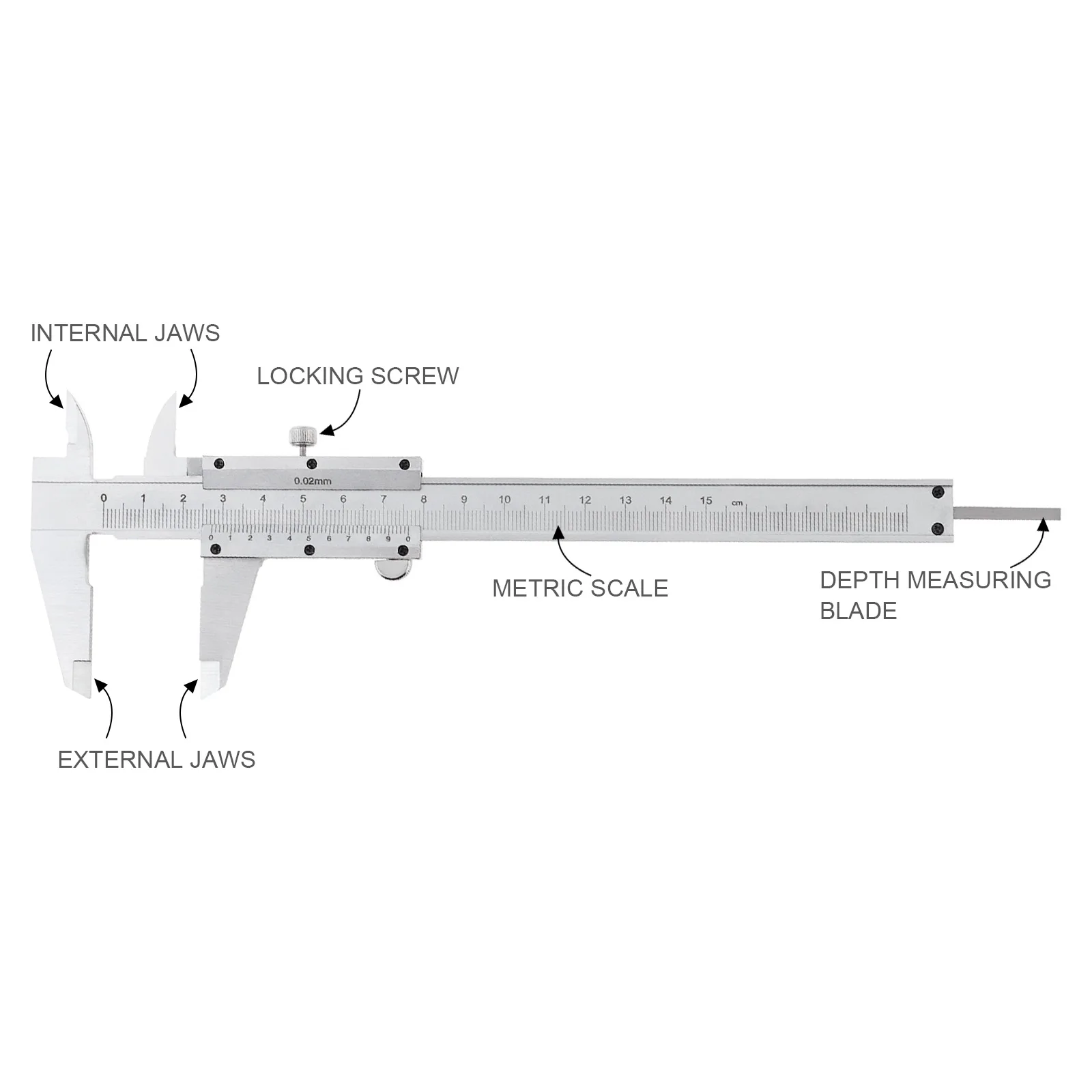 0-150mm Vernier Caliper 0.02mm Steel Calipers Gauge Micrometer Measuring Tools