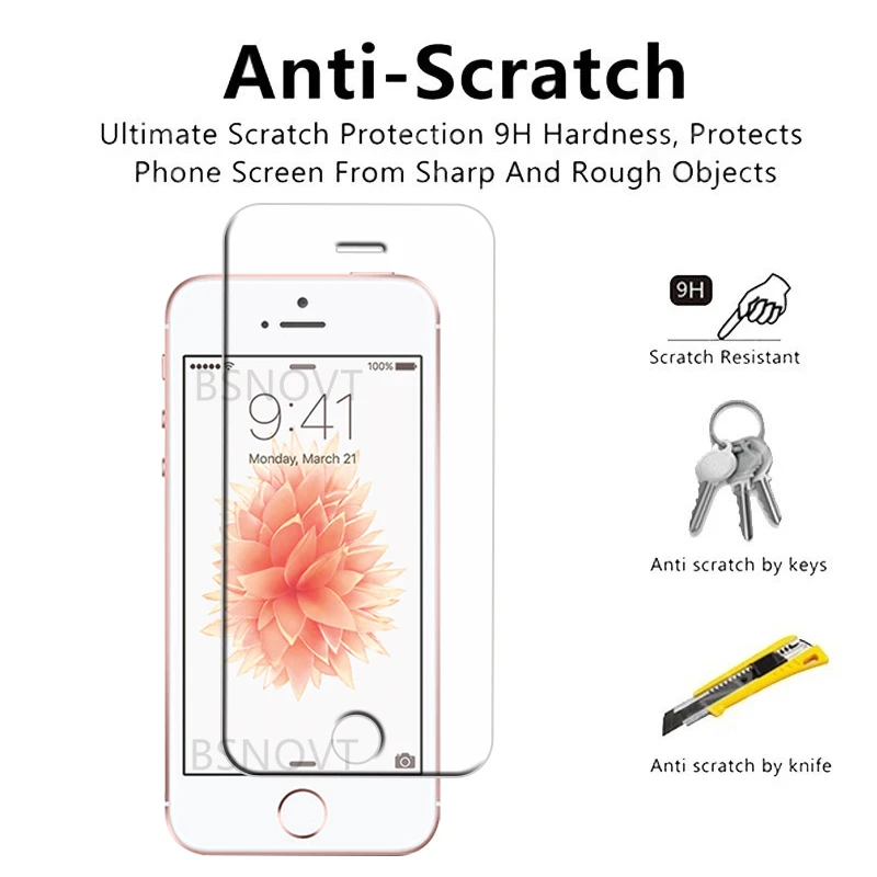 4/3/2/1 Stück für iPhone 5 Glas iPhone SE 2016 5 5S gehärtetes Glas schützende 9H HD Kleber Abdeckung klar für Displayschutzfolie iPhone 5 – Detail 1
