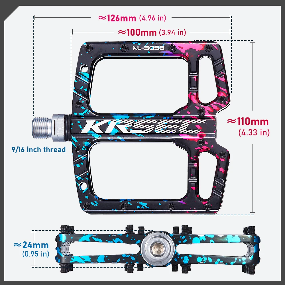 Pedali per bici Pedale per mountain bike da 9/16 pollici Pedali per bici da strada premium Paltform largo e pedali per bicicletta in alluminio leggero - immagine 3