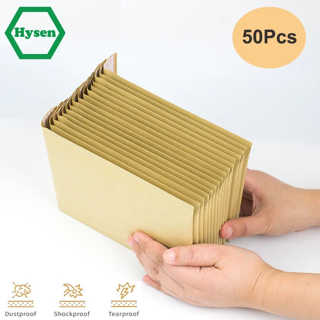 Hysen 50Pcs mailer a bolle marroni naturali cuscino di carta Kraft buste  imbottite buste con ammortizzazione