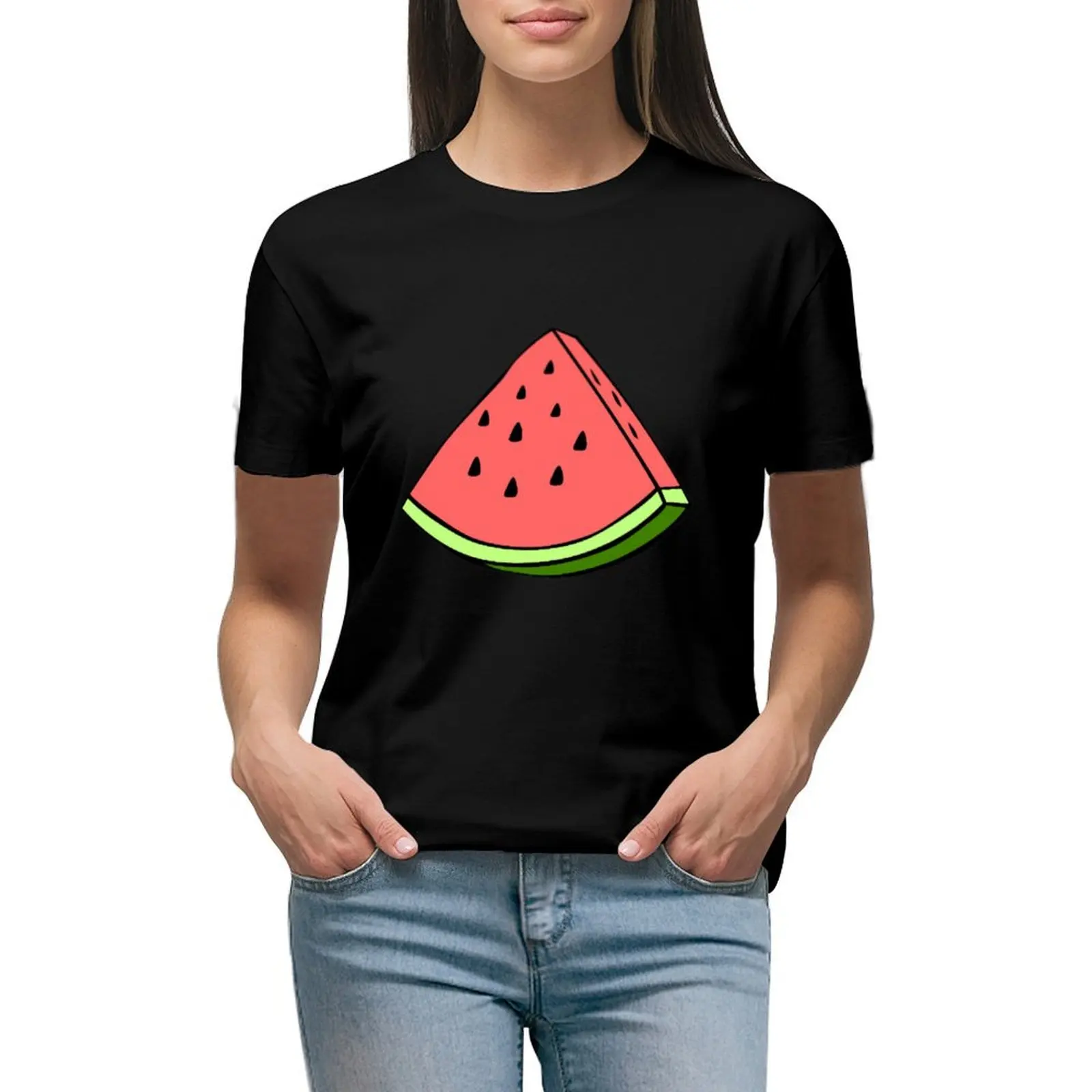 

water-mel-on T-shirt female summer top Women t-shirts
