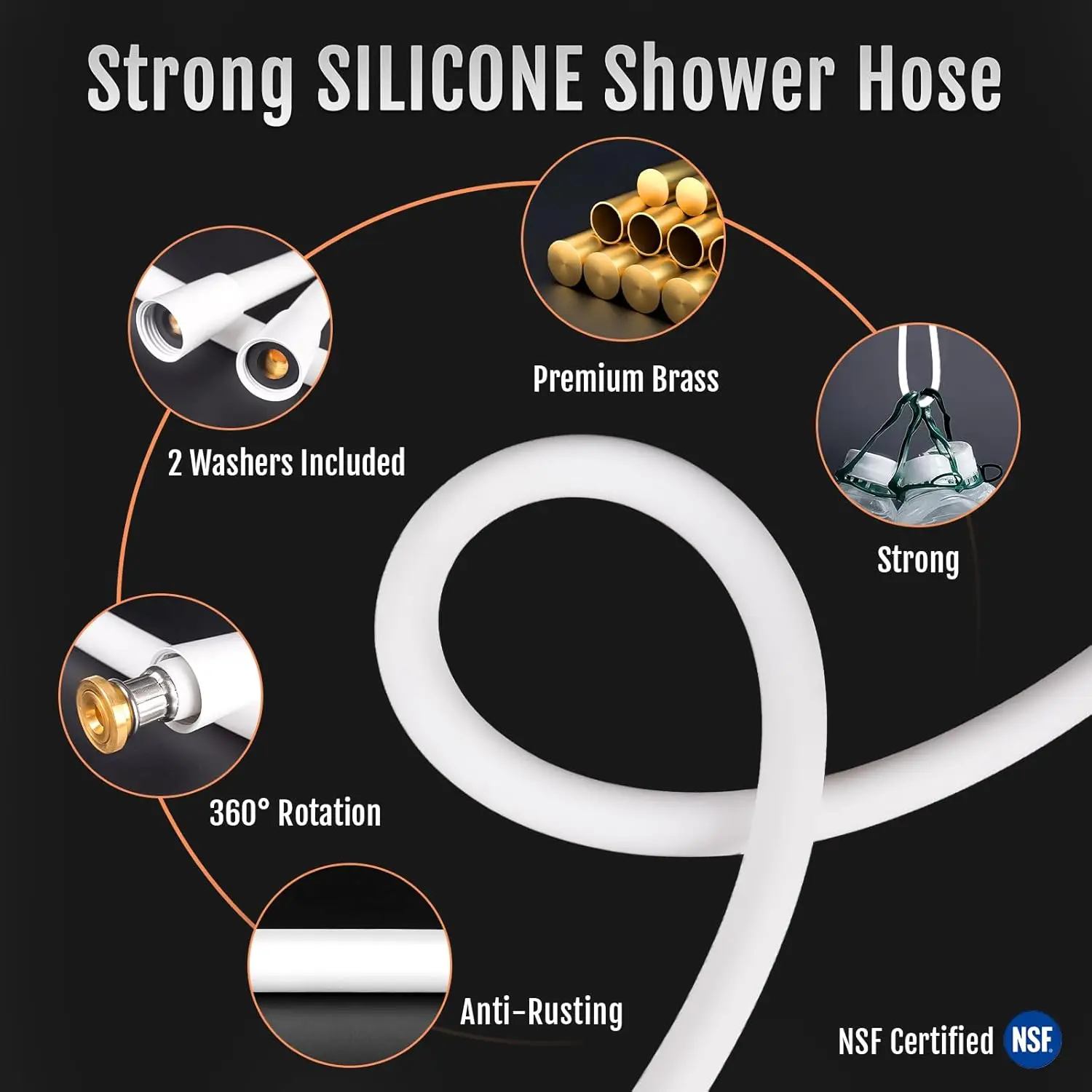 Shower Hose Silicone 1.5/2M Flexible Bath Tube Explosion Proof Plumbing Pipe