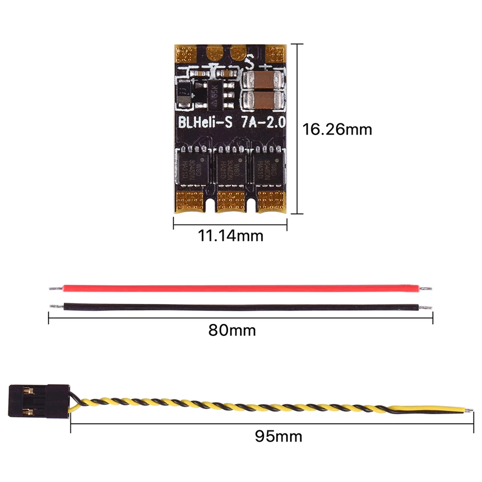 DYS XSD7A BLheli_S ESC 7A Per Micro Drone FPV, 1-2s, Controller Di Velocità Per Corsa