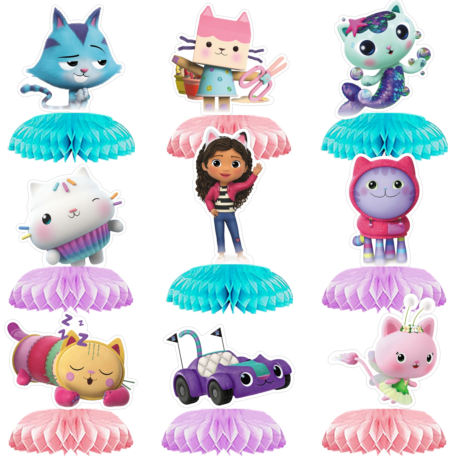 Gabby Dollhouse Cats Birthday Party Supplies Dinnerware Tablecloth 3D Doll  Balloon Honeycomb For Kids Baby Shower Decorations - AliExpress