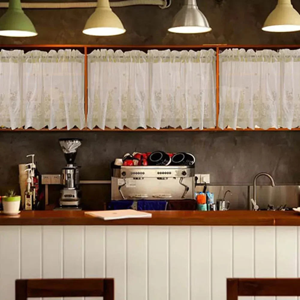 Description Picture 5 of itemModern Lace Jacquard Window Curtain Valance Lace Hem Coffee Short Curtain for Cabinet Door Bedroom Home Decor