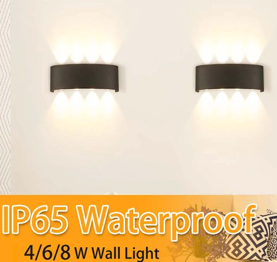 LED Wall Lamp Sconce 4/6/8W Led Light Up Down Lighting Fixture Waterproof IP65 Outdoor Indoor Bedroom Home Garden Lamp Dector wall hanging lights