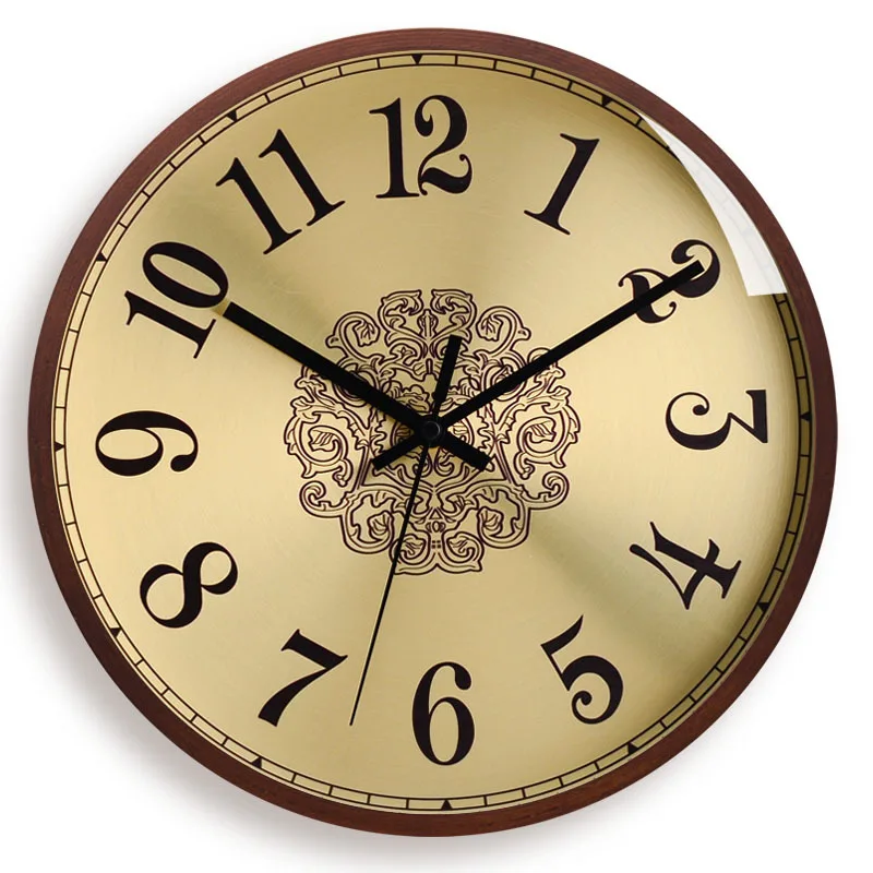 Wood Wall Clock Metal Rose Gold Clocks Wall Silent Color:K;Sheet Size:12 inch