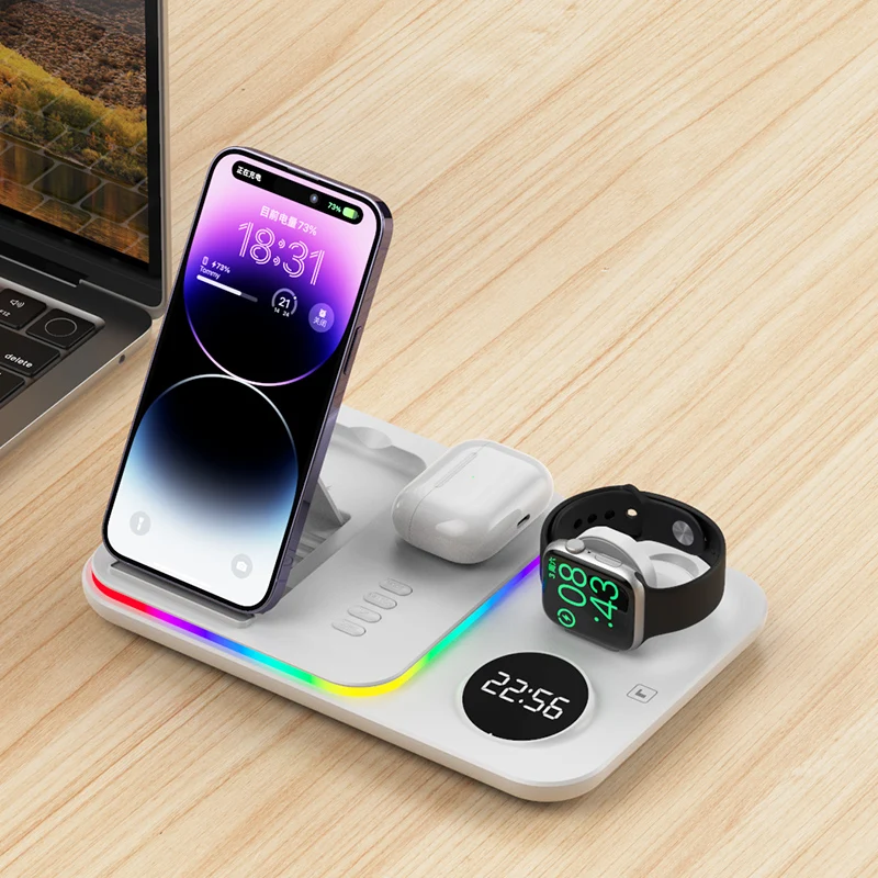 

New 5 in 1 Wireless Chargers For iPhone 15 14 13 12 Pro Max Fast Charging Dock Station For Apple Watch 8/7/6 Airpods Pro Charger