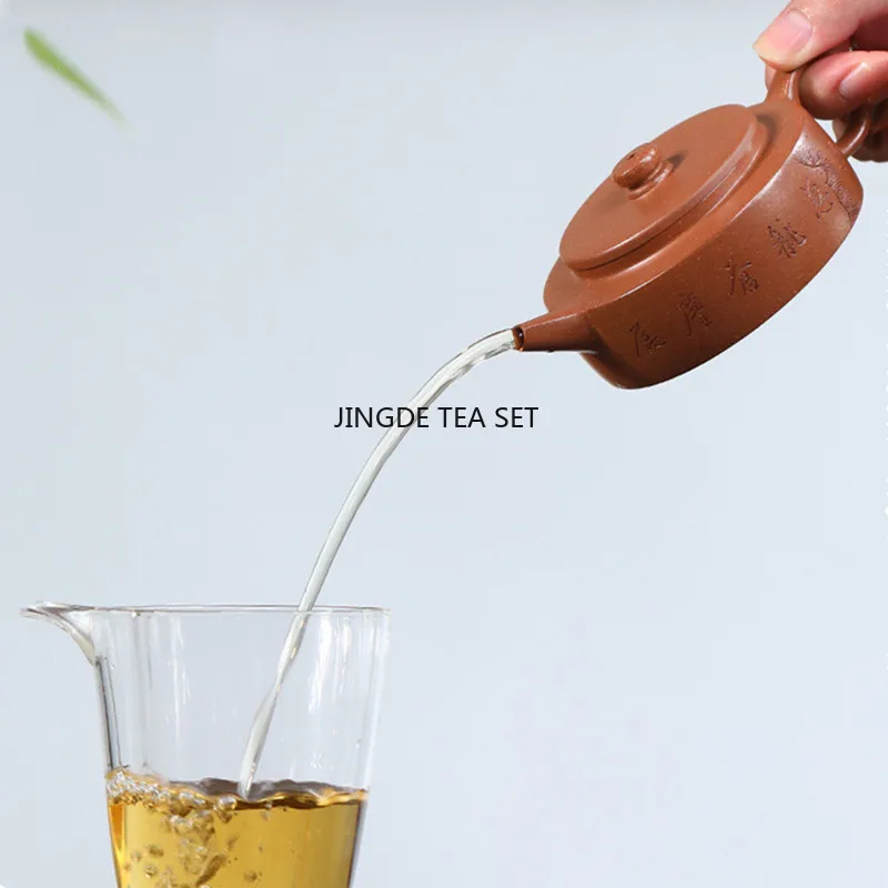 120ml Yixing Yixing Yixing Purple Clay Pot hand carved pine tree pattern beauty tea set by famous craftsmen