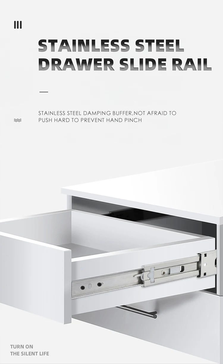 Drawer Slides 12-20" Stainless Steel Soft Close Keyboard Drawer Cabinet Track Guide Rail Three-Section Furniture Hardware