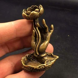 Vintage Hand Lotus Incense Smoke Waterfall Incense Base Metal Backflow Incense Holder For Home Teahouse Tea Table