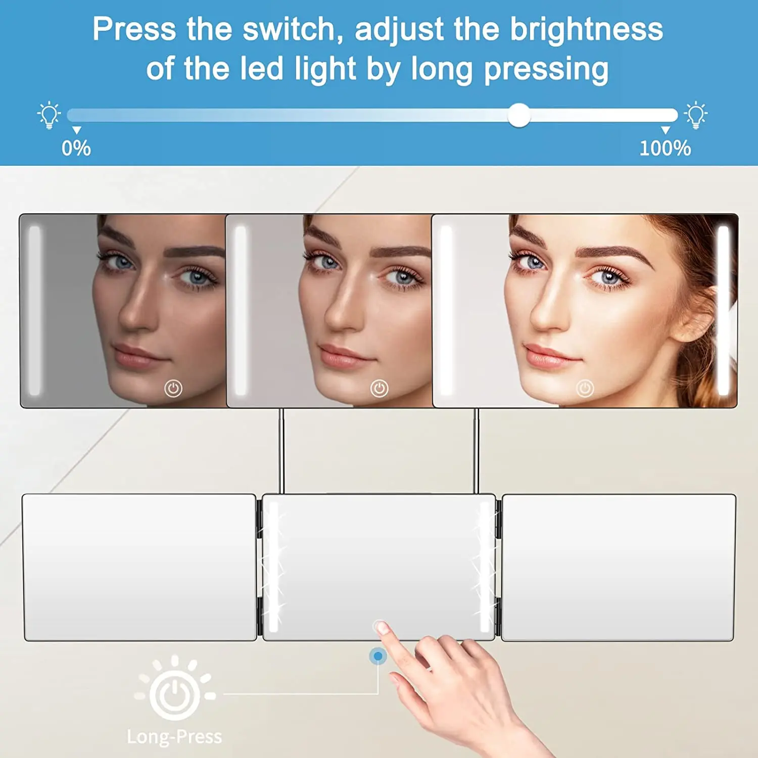 360° LED Trifold Mirror 5